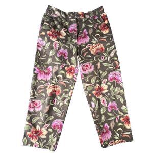 Vintage Talbots Woman’s  Size 6P ‎ Stretch Brown Floral Cotton Blend Capri Pants